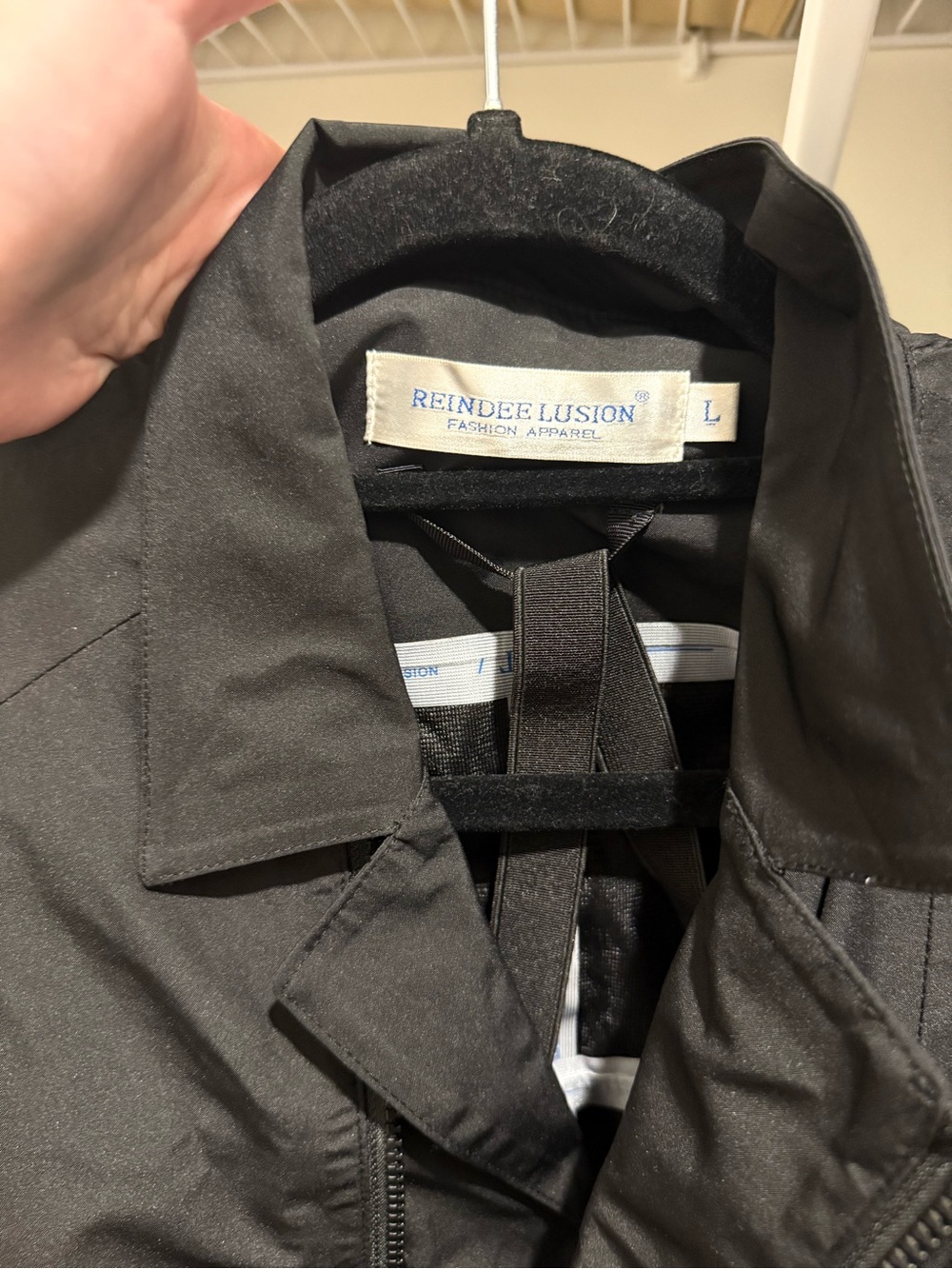 Reindee lusion Black Jacket - Classic Collared tech Coat